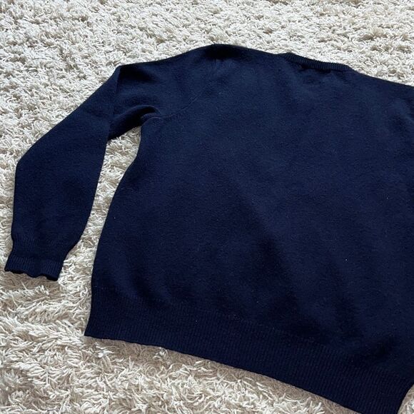 POLO RALPH LAUREN Men's Pure Lambswool Warm Soft Navy V-neck Jumper, size L - Picture 6 of 9